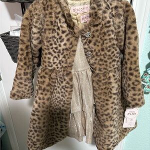 Biscotti Leopard Print Faux Fur Kids Cape